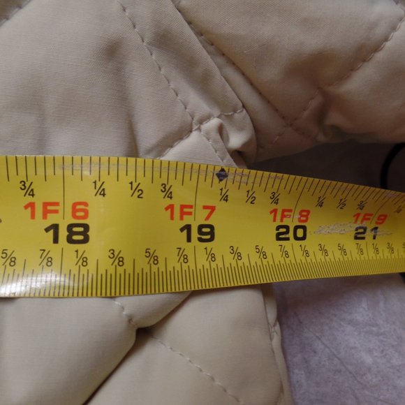 Coach Women's Bone Colored Quilted Puffer Jacket W Brown Leather Trim Snap Up S - Picture 8 of 10